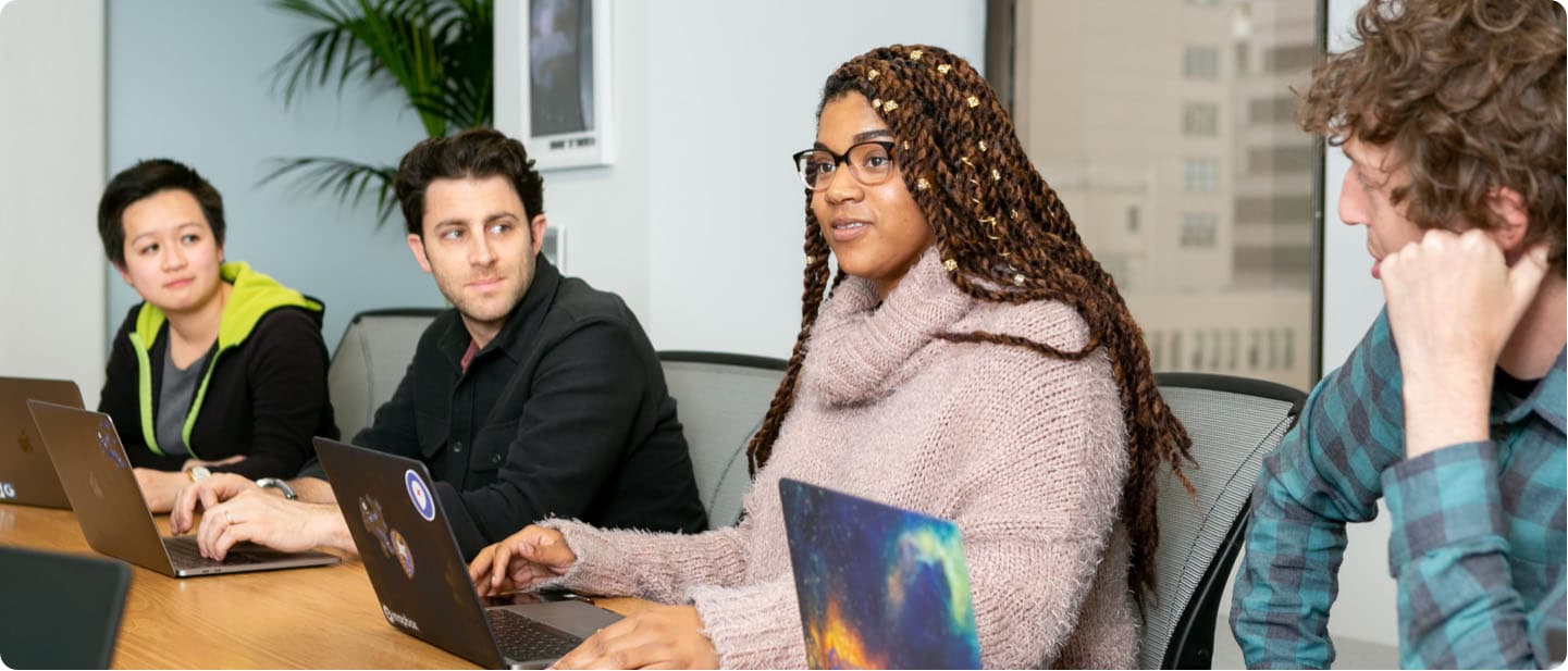 Corus employees at a meeting