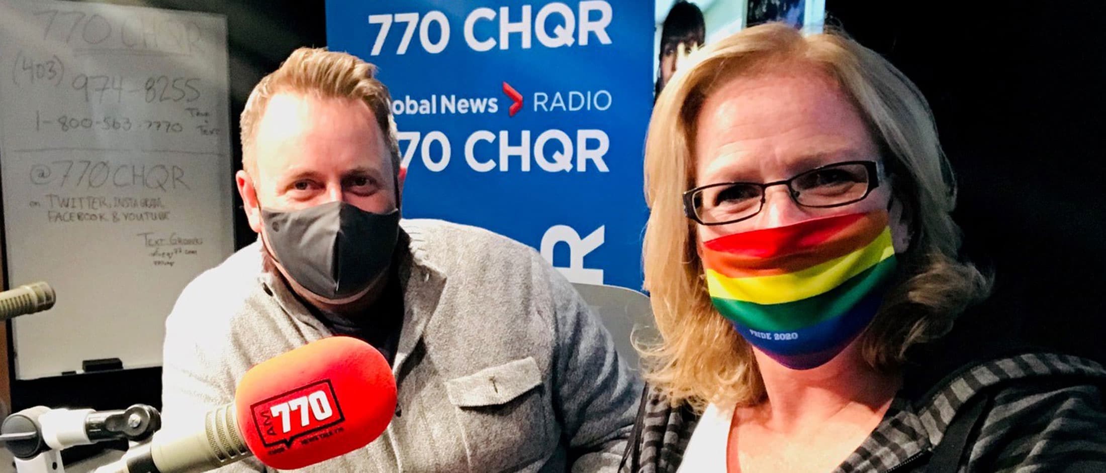 770 CHQR hosts wearing masks